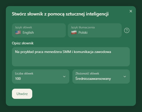 Lista francuskich słówek stworzona przez AI