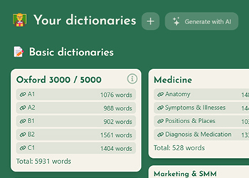 Select or create dictionary with AI