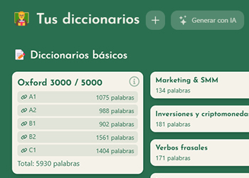 Selecciona o crea un diccionario con IA