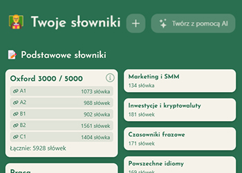 Wybierz lub stwórz słownik z pomocą AI